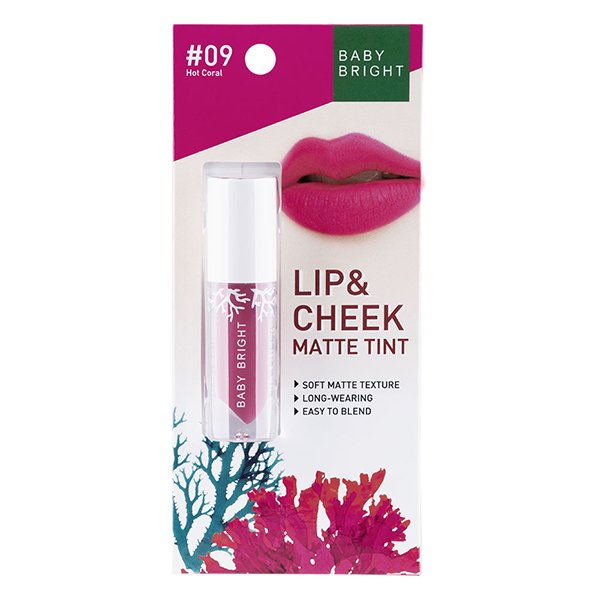 Lip & Cheek Matte Tint 2.4g Baby Bright (M) #09 Hot Coral (Y2022)