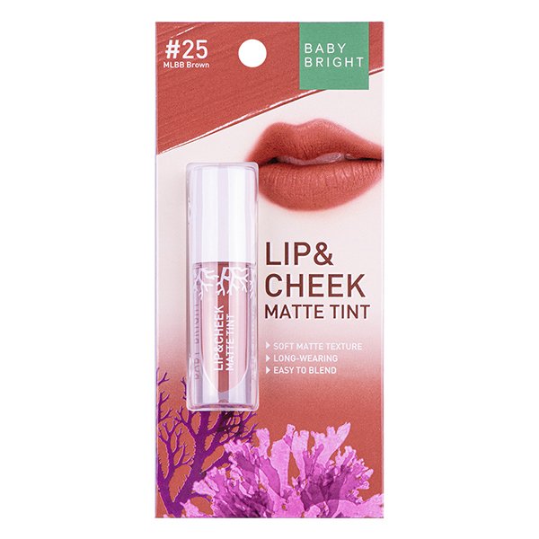 Lip & Cheek Matte Tint 2.4g Baby Bright (M) #25 MLBB Brown