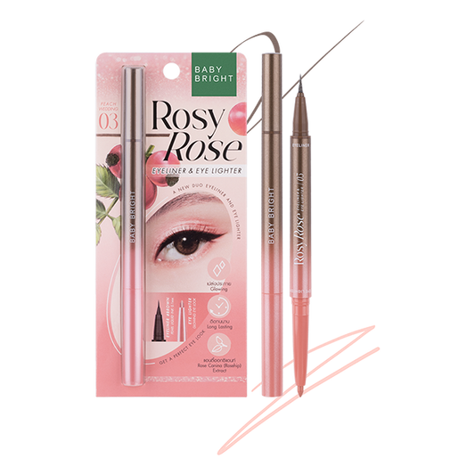 Rosy Rose Eyeliner And Eye Lighter 0.3ml+0.2g Baby Bright (M) 03 Peach Wedding