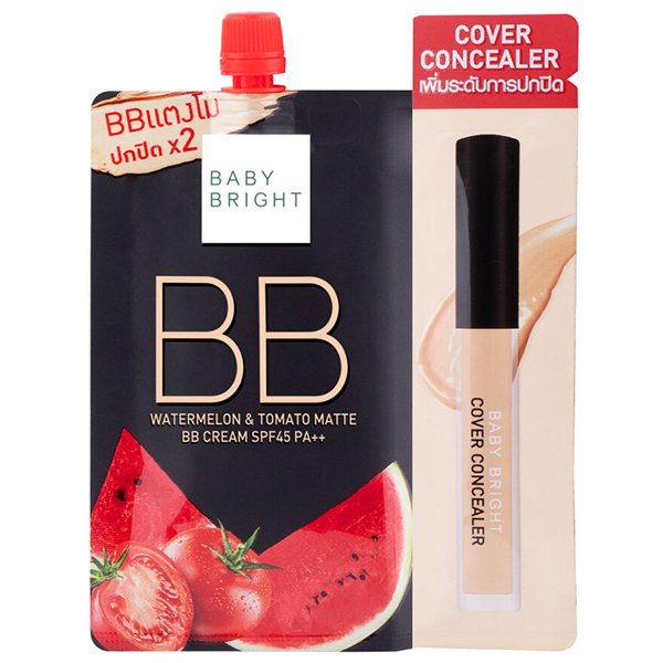 Watermelon & Tomato Matte BB Cream SPF45 PA++ 7g (Free Cover Concealer 2g) Baby Bright (M) #21 Light Beige